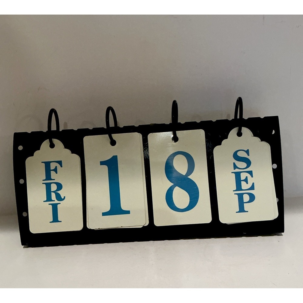 Metal Blue Perpetual Block Calendar Desktop With Day Date And Month